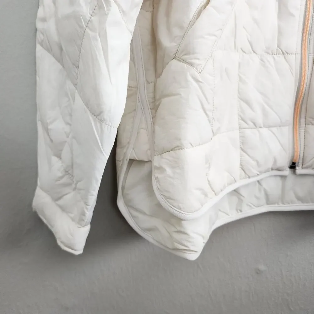 FP Movement Hatch Maternity Chevron Quilted Puffer Jacket Coat Ivory Small S NWT